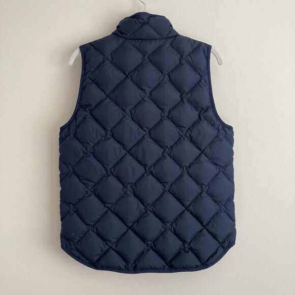 J Crew Womens Navy Blue Excursion Quilted Puffer Down Vest Size Medium Preppy - Picture 6 of 10